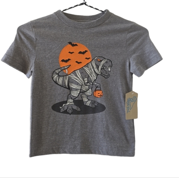 THEREABOUTS BOYS GRAY HALLOWEEN DINOSAUR SHORT SLEEVE TEE-SHIRT SIZE XXS 4/5 - Picture 1 of 10